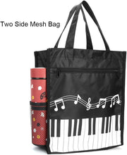 Load image into Gallery viewer, BestSounds Piano Keys Music Waterproof Oxford Cloth Handbag Tote Shopping Book Bag Gift for Kids &amp; Students(Black) 2