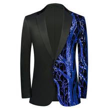 Load image into Gallery viewer, Men Black Sequin Shiny Prom Suit Jacket One Button Slim Fit, Perfect for Musicians, Event Hosts, and Event Managers