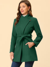 Load image into Gallery viewer, Women&#39;s Classic Stand Collar Long Sleeve Winter Belted Long Coat