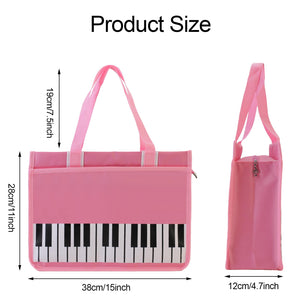 Piano Key Musical Note Tote Bag,Music Shoulder Handbag,Waterproof Nylon Cloth Womens Reusable Shopping Bags