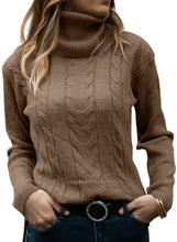 Load image into Gallery viewer, Women&#39;s Turtleneck Long Sleeve Cable Knit Sweaters for Fall &amp; Winter