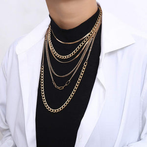 Punk Chain Chunky Necklaces for women Multilayer Collar Necklace Gold in 9 Different Styles