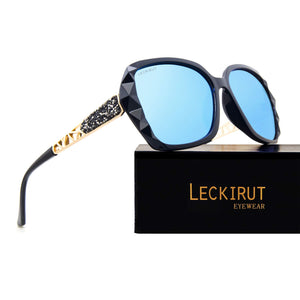 LECKIRUT Oversized Sunglasses for Women Polarized UV Protection Classic Fashion Ladies Shades Black Frame Gray Lens