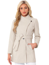 Load image into Gallery viewer, Women&#39;s Classic Stand Collar Long Sleeve Winter Belted Long Coat