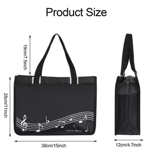 Piano Key Musical Note Tote Bag,Music Shoulder Handbag,Waterproof Nylon Cloth Womens Reusable Shopping Bags