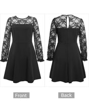 Load image into Gallery viewer, Women&#39;s Cocktail Dresses Crew Neck Short A Line Dress with Lace Sleeves