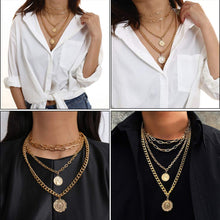 Load image into Gallery viewer, Punk Chain Chunky Necklaces for women Multilayer Collar Necklace Gold in 9 Different Styles