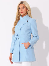 Load image into Gallery viewer, Women&#39;s Classic Stand Collar Long Sleeve Winter Belted Long Coat