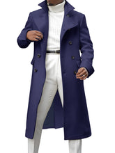 Load image into Gallery viewer, Ebifin Men&#39;s Notch Lapel Double Breasted Long Trench Coat Casual Cotton Blend Peacoat