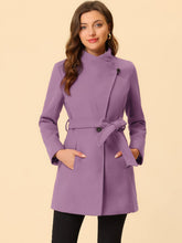 Load image into Gallery viewer, Women&#39;s Classic Stand Collar Long Sleeve Winter Belted Long Coat