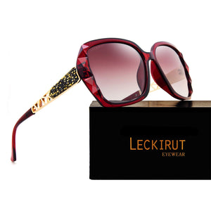 LECKIRUT Oversized Sunglasses for Women Polarized UV Protection Classic Fashion Ladies Shades Black Frame Gray Lens