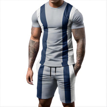 Load image into Gallery viewer, elselect Mens 2 Piece Outfits Summer Athletic Tracksuit Shorts and T-Shirt Casual Sportswear Workout Sets with Pockets