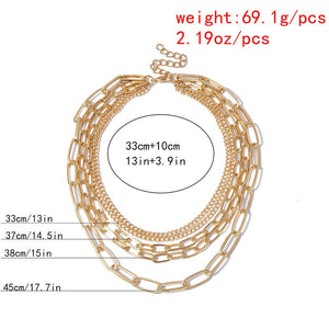 Punk Chain Chunky Necklaces for women Multilayer Collar Necklace Gold in 9 Different Styles