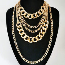 Load image into Gallery viewer, Punk Chain Chunky Necklaces for women Multilayer Collar Necklace Gold in 9 Different Styles