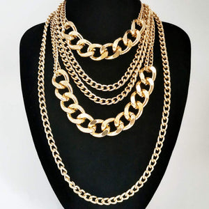 Punk Chain Chunky Necklaces for women Multilayer Collar Necklace Gold in 9 Different Styles