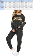 Load image into Gallery viewer, Leopard Sweatsuits Women 2 Piece Sets Crew neck Long Sleeve Tops Pants, Tracksuit with Pockets