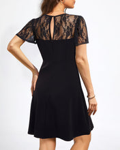 Load image into Gallery viewer, Women&#39;s Cocktail Dresses Crew Neck Short A Line Dress with Lace Sleeves