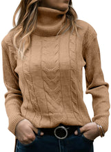 Load image into Gallery viewer, Women&#39;s Turtleneck Long Sleeve Cable Knit Sweaters for Fall &amp; Winter