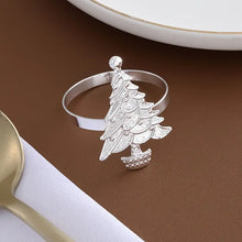 Load image into Gallery viewer, Pack of 6 Polished Golden Christmas Tree Napkin Rings - Cast Iron, Available in 2 Colors