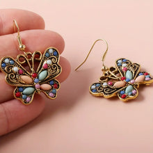 Load image into Gallery viewer, Boho-Chic Butterfly Earrings in Antique Gold Plating - Elegant, Comfortable &amp; Versatile Fashion Accessory