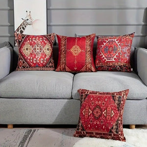 Vintage-Inspired Double-Sided Soft Throw Pillow Covers - 18x18 Inches Decorative Sofa Cushions with Retro Bohemian Design in 4 Styles