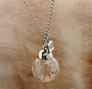 Wish Necklace with a Bottle Containing Four-Leaf Clover