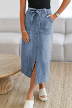 Load image into Gallery viewer, Tied Slit Denim Skirt