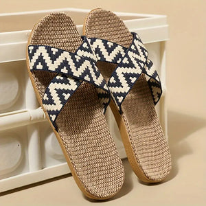 Summer Slides - Breathable Open Toe, Easy Slip-On, Soft and Cushioned Comfortable Flat Shoes - Perfect for Casual Daily Wear