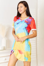 Load image into Gallery viewer, Shiny Tie-Dye V-Neck Twisted Dress for Girls and Women - Size S, SALE!