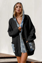 Load image into Gallery viewer, Double Take Full Size Hooded Denim Spliced Sweater Cardigan