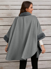 Load image into Gallery viewer, Fuzzy Trim Long Sleeve Poncho