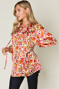 Double Take Full Size Printed Button Up Long Sleeve Shirt in 3 Colors