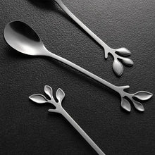 Load image into Gallery viewer, Stainless Steel Leaf-Shaped Cutlery Set - Includes 6 Forks and 6 Spoons, Silver