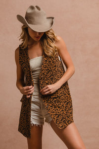 BiBi Leopard Button Up Denim Vest for women and Girls