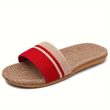 Load image into Gallery viewer, Stylish Striped Slides - Soft &amp; Breathable Open-Toe Flat Shoes - Perfect for Summer Lounging Indoors