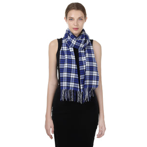 Herringbone Houndstooth Checked Pattern Cashmere Feel Classic Soft Luxurious Unisex Winter Scarf