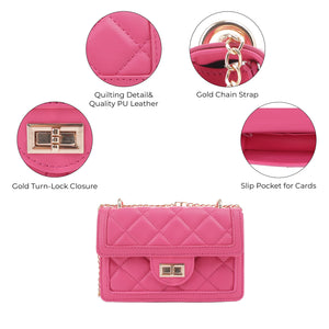 SG SUGU Small Quilted Crossbody Bag, Trendy Designer Mini Shoulder Bag, Phone Wallet Purse for Women