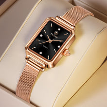 Load image into Gallery viewer, Women&#39;s Casual Watch, Rose Gold Tone Mesh Bracelet Stainless Steel Square Dress Watches for Women, Fashion Business Analog Quartz Ladies Small Wrist Watch