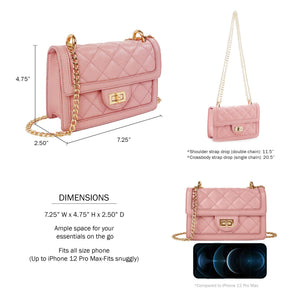 SG SUGU Small Quilted Crossbody Bag, Trendy Designer Mini Shoulder Bag, Phone Wallet Purse for Women