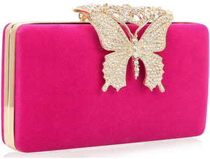 Dexmay Rhinestone Clutch Bag with Crystal Butterfly Clasp Women Evening Handbag Formal Party Purse