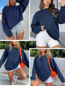 Oversized Sweatshirt for Women Fleece Crewneck Long Sleeve Loose Casual Pullover Top Fall Winter Trendy