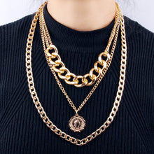 Load image into Gallery viewer, Punk Chain Chunky Necklaces for women Multilayer Collar Necklace Gold in 9 Different Styles