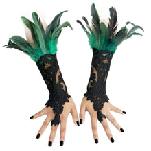 Load image into Gallery viewer, HOMELEX Women Black Lace Feather Gloves Witch Angel Costume Accessories Swan Wings Wrist Bands