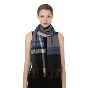 Herringbone Houndstooth Checked Pattern Cashmere Feel Classic Soft Luxurious Unisex Winter Scarf