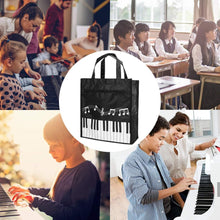 Load image into Gallery viewer, BestSounds Piano Keys Music Waterproof Oxford Cloth Handbag Tote Shopping Book Bag Gift for Kids &amp; Students(Black) 2