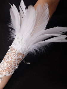 HOMELEX Women Black Lace Feather Gloves Witch Angel Costume Accessories Swan Wings Wrist Bands