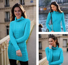 Load image into Gallery viewer, Women Polo Neck Long Slim Fitted Dress Bodycon Turtleneck Cable Knit Sweater