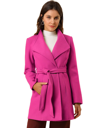 Women's Classic Stand Collar Long Sleeve Winter Belted Long Coat