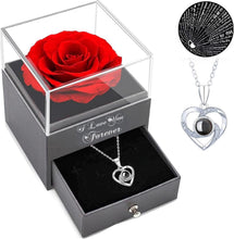 Load image into Gallery viewer, Red Rose with I Love You Necklace, Eternal Flowers Rose Gifts for Women, Mom, Wife and Girlfriend