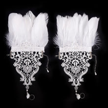 Load image into Gallery viewer, HOMELEX Women Black Lace Feather Gloves Witch Angel Costume Accessories Swan Wings Wrist Bands